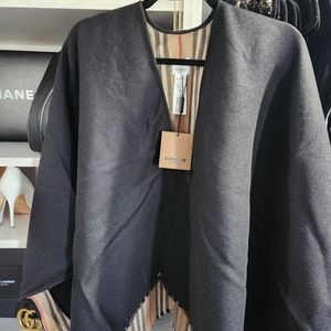 Burberry Stripe Wool Cape